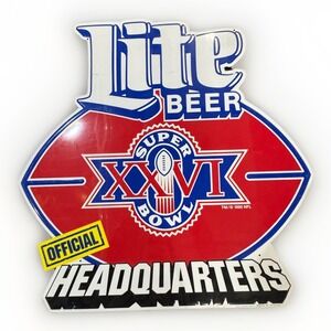 VTG Miller Lite Beer Metal Sign Super Bowl XXVI